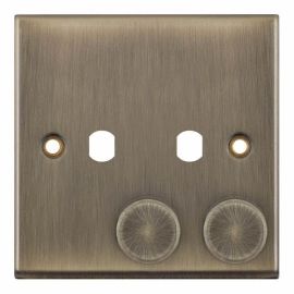 Selectric 7MPRO-671 7MPRO Antique Brass 2 Aperture Empty Dimmer Plate with Knobs