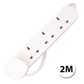 Selectric 8798/13/2M White 4 Gang 13A 2 Metre Lead Round Edged Unswitched Extension Lead image
