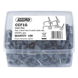 Selectric CCF1G 100 Pack Grey 1.0mm 6242Y Flat Twin and Earth Cable Clips (100 Pack, 0.01 each) image