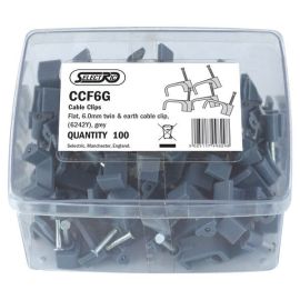 Selectric CCF6G 100 Pack Grey 6.0mm 6242Y Flat Twin and Earth Cable Clips (100 Pack, 0.03 each) image
