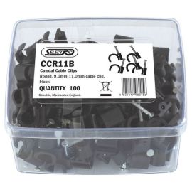 Selectric CCR11B 100 Pack Black 9.0-11.0mm Coaxial Round Cable Clips (100 Pack, 0.03 each)