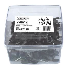 Selectric CCR14B 100 Pack Black 14.0mm Coaxial Round Cable Clips (100 Pack, 0.03 each)