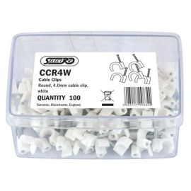 Selectric CCR4W 100 Pack White 4.0mm Round Cable Clips  (100 Pack, 0.01 each) image