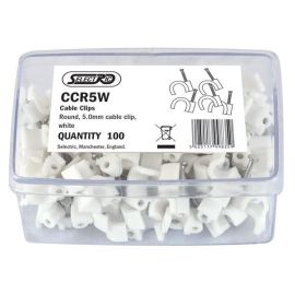 Selectric CCR5W 100 Pack White 5.0mm Round Cable Clips  (100 Pack, £0.01 each)