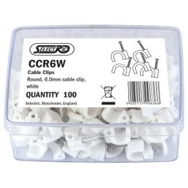 Selectric CCR6W 100 Pack White 6.0mm Round Cable Clips  (100 Pack, 0.01 each)