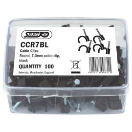 Selectric CCR7BL 100 Pack Black 7.0mm Round Cable Clips (100 Pack, 0.01 each)