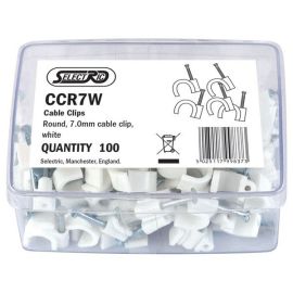 Selectric CCR7W 100 Pack White 7.0mm Round Cable Clips (100 Pack, 0.01 each)