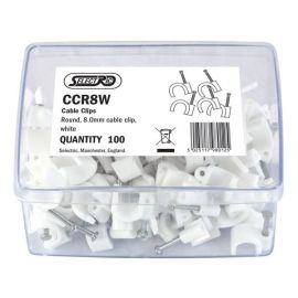 Selectric CCR8W 100 Pack White 8.0mm Round Cable Clips (100 Pack, 0.01 each)