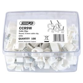 Selectric CCR9W 100 Pack White 9.0mm Round Cable Clips (100 Pack, 0.01 each)