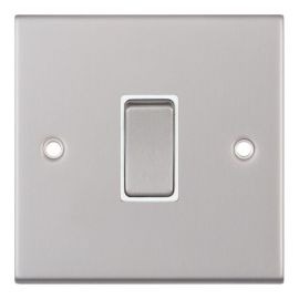 Selectric DSL101 5M Satin Chrome 1 Gang 10AX 2 Way Plate Switch - White Insert
