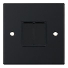 Selectric DSL11-02 5M Matt Black 2 Gang 10AX 2 Way Plate Switch image