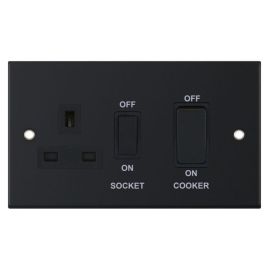 Selectric DSL11-49 5M Matt Black 45A Cooker Switch 13A Switched Socket