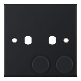 Selectric DSL11-71 5M Matt Black 2 Gang Empty Dimmer Plate and Knobs image