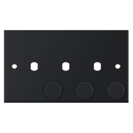 Selectric DSL11-72 5M Matt Black 3 Gang Empty Dimmer Plate and Knobs