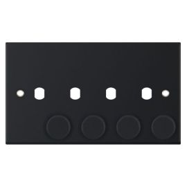 Selectric DSL11-73 5M Matt Black 4 Gang Empty Dimmer Plate and Knobs