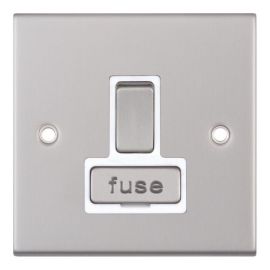 Selectric DSL128 5M Satin Chrome 13A 2 Pole Switched Fused Spur Unit - White Insert image