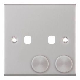 Selectric DSL171 5M Satin Chrome 2 Gang Empty Dimmer Plate and Knobs
