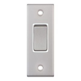 Selectric DSL179 5M Satin Chrome 1 Gang 10A 2 Way Architrave Switch - White Insert image