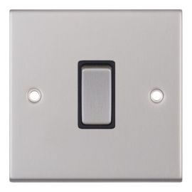 Selectric DSL201 5M Satin Chrome 1 Gang 10AX 2 Way Plate Switch - Black Insert image