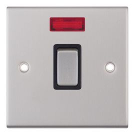 Selectric DSL216 5M Satin Chrome 1 Gang 20A 2 Pole Neon Plate Switch - Black Insert image