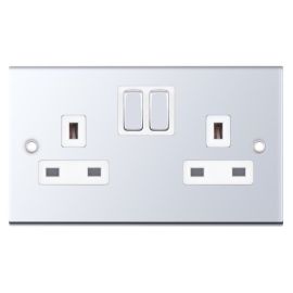 Selectric DSL351 5M Polished Chrome 2 Gang 13A 1 Pole Switched Socket