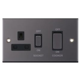 Selectric DSL449 5M Black Nickel 45A Cooker Switch 13A Switched Socket