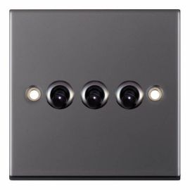 Selectric DSL476 5M Black Nickel 3 Gang 10A 2 Way Toggle Switch image