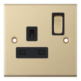 Selectric DSL821 5M Satin Brass 1 Gang 13A 2 Pole Switched Socket image