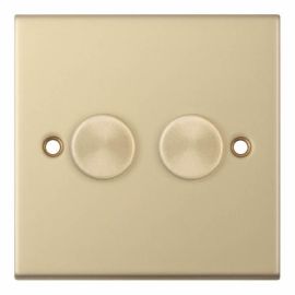 Selectric DSL865 5M Satin Brass 2 Gang 5-100W 2 Way LED Dimmer Switch image