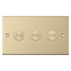 Selectric DSL866 5M Satin Brass 3 Gang 5-100W 2 Way LED Dimmer Switch