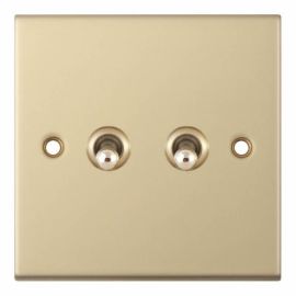 Selectric DSL875 5M Satin Brass 2 Gang 10A 2 Way Toggle Switch image