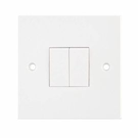 Selectric LG202 Square White 2 Gang 10AX 2 Way Plate Light Switch image