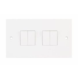 Selectric LG204 Square White 4 Gang 10AX 2 Way Plate Light Switch image