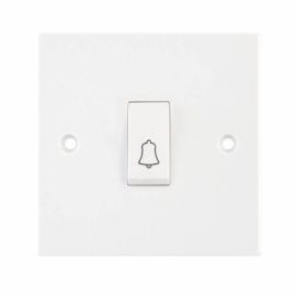 Selectric LG205B Square White 1 Gang 10AX Retractive BELL Push Plate Switch image