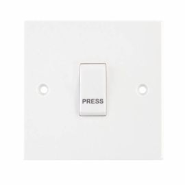 Selectric LG205P Square White 1 Gang 10AX Retractive PRESS Push Plate Switch image