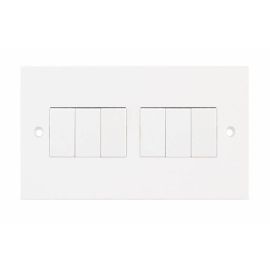 Selectric LG207 Square White 6 Gang 10AX 2 Way Plate Light Switch image
