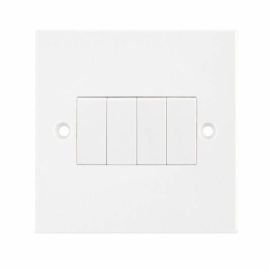 Selectric LG210 Square White Small Plate 4 Gang 10AX 2 Way Plate Light Switch image