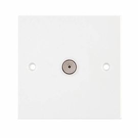 Selectric LG2162 Square White 1 Gang Coaxial/Aerial TV/FM Socket