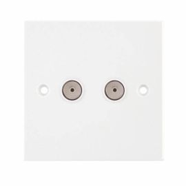 Selectric LG2163 Square White 2 Gang Coaxial/Aerial TV/FM Socket image