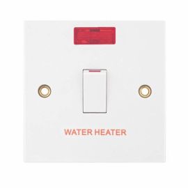 Selectric LG220N/W Square White 1 Gang 20A 2 Pole WATER HEATER Neon Switch image