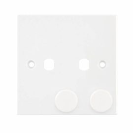 Selectric LG231 Square White 2 Aperture Empty Dimmer Plate and Knobs