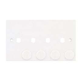 Selectric LG233 Square White 4 Aperture Empty Dimmer Plate and Knobs image