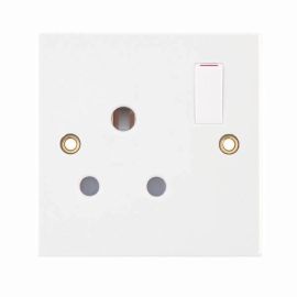 Selectric LG9090 Square White 1 Gang 15A 3 Pin Switched Round Pin Socket
