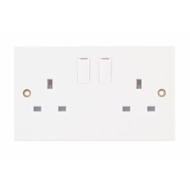 Selectric LG9096-1E Square White 2 Gang 13A 2 Pole Economy Switched Socket image