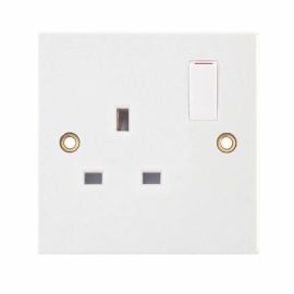Selectric LG9097 Square White 1 Gang 13A 2 Pole Switched Socket