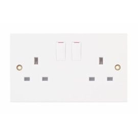 Selectric LG9098-1E Square White 2 Gang 13A 1 Pole Economy Switched Socket image