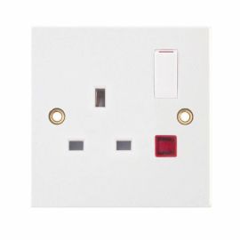 Selectric LG9099N Square White 1 Gang 13A 1 Pole Neon Switched Socket image