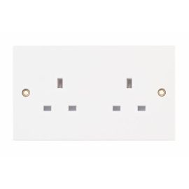 Selectric LG9142 Square White 2 Gang 13A Unswitched Socket image