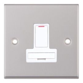 Satin Chrome & White Double Pole Switched Fused Connection Unit 13A