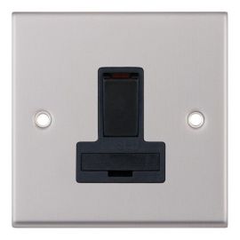 Satin Chrome & Black Double Pole Switched Fused Connection Unit 13A image